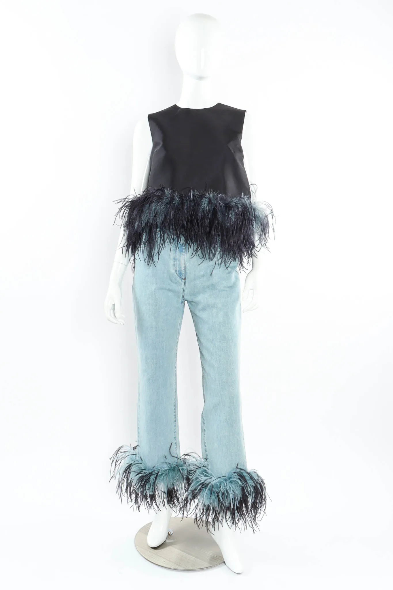 2017 S/S Ostrich Feather Denim Pant