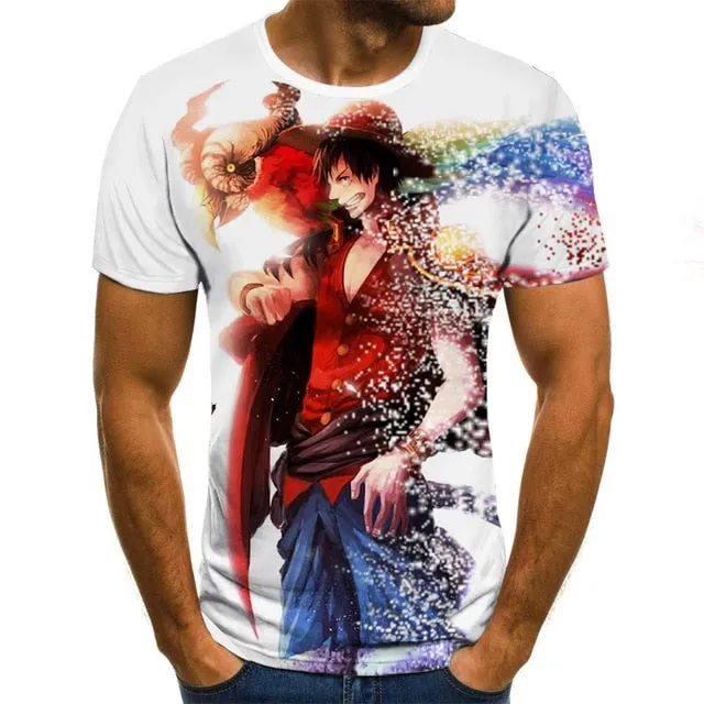 3D printed casual short-sleeved men's T-shirt fashion hip-hop top