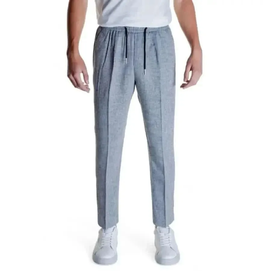 Antony Morato Men's Black Linen-Viscose Trousers