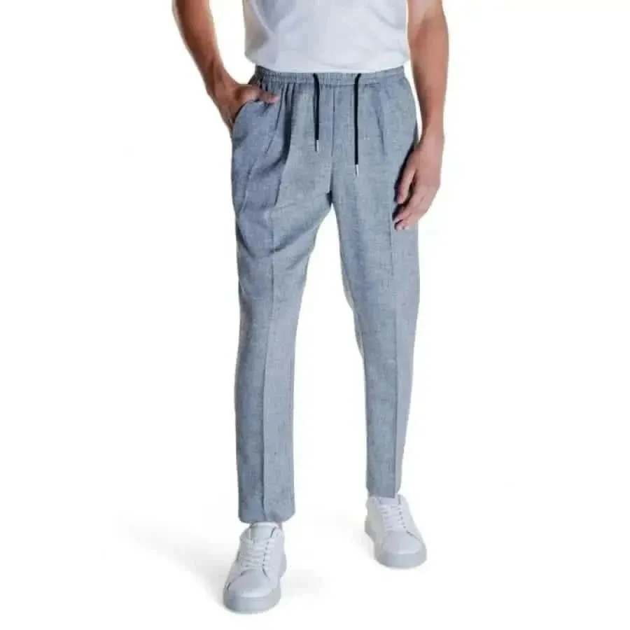 Antony Morato Men's Black Linen-Viscose Trousers