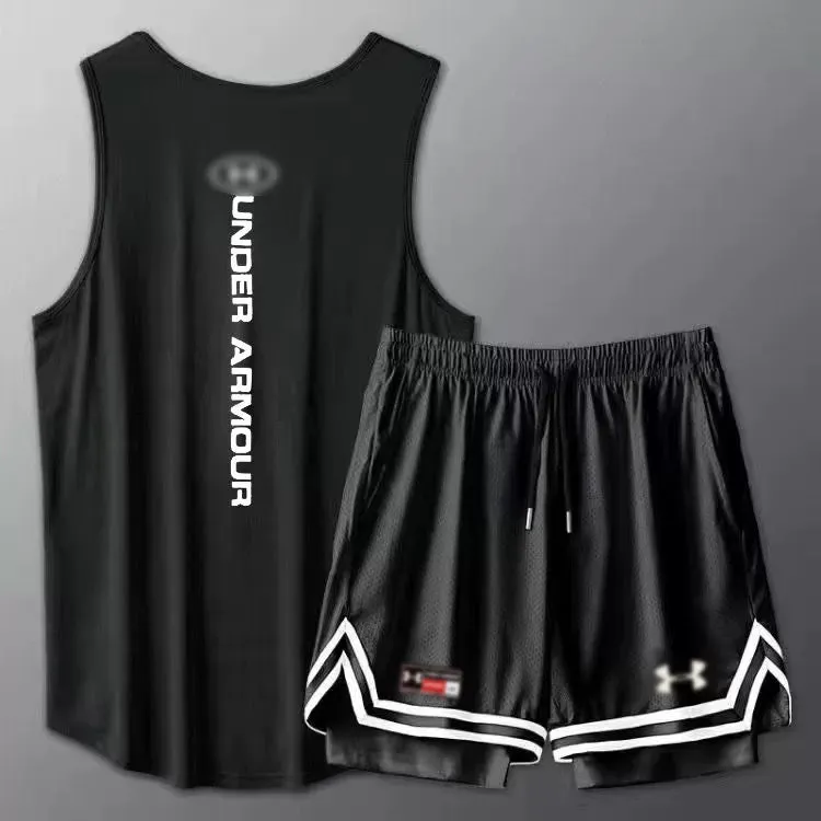 Fitness Clothes Men's Quick-Drying Ice Silk Short Sleeve Sports Set Summer T-shirt Basketball Suit Training Vest Running Clothes