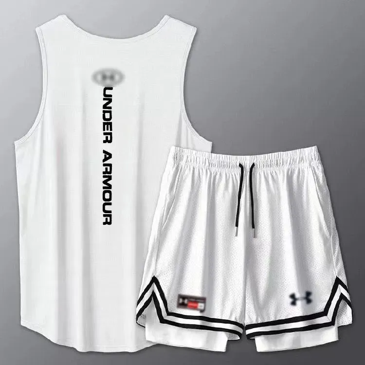 Fitness Clothes Men's Quick-Drying Ice Silk Short Sleeve Sports Set Summer T-shirt Basketball Suit Training Vest Running Clothes