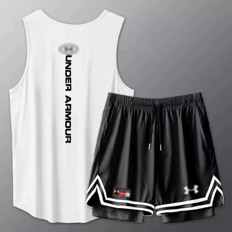 Fitness Clothes Men's Quick-Drying Ice Silk Short Sleeve Sports Set Summer T-shirt Basketball Suit Training Vest Running Clothes