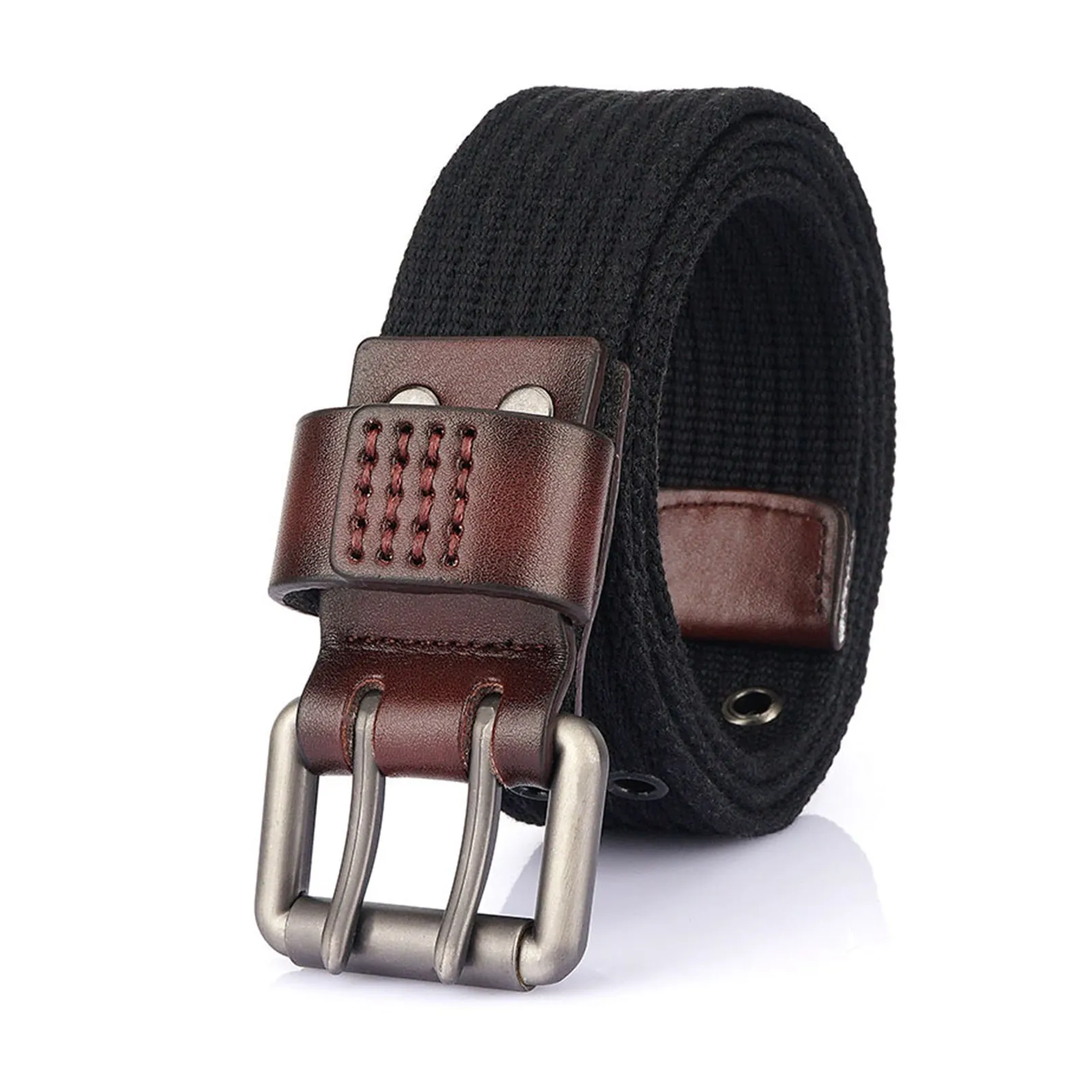 LEATHER -TRIMMED DOUBLE-BREASTED  BELT