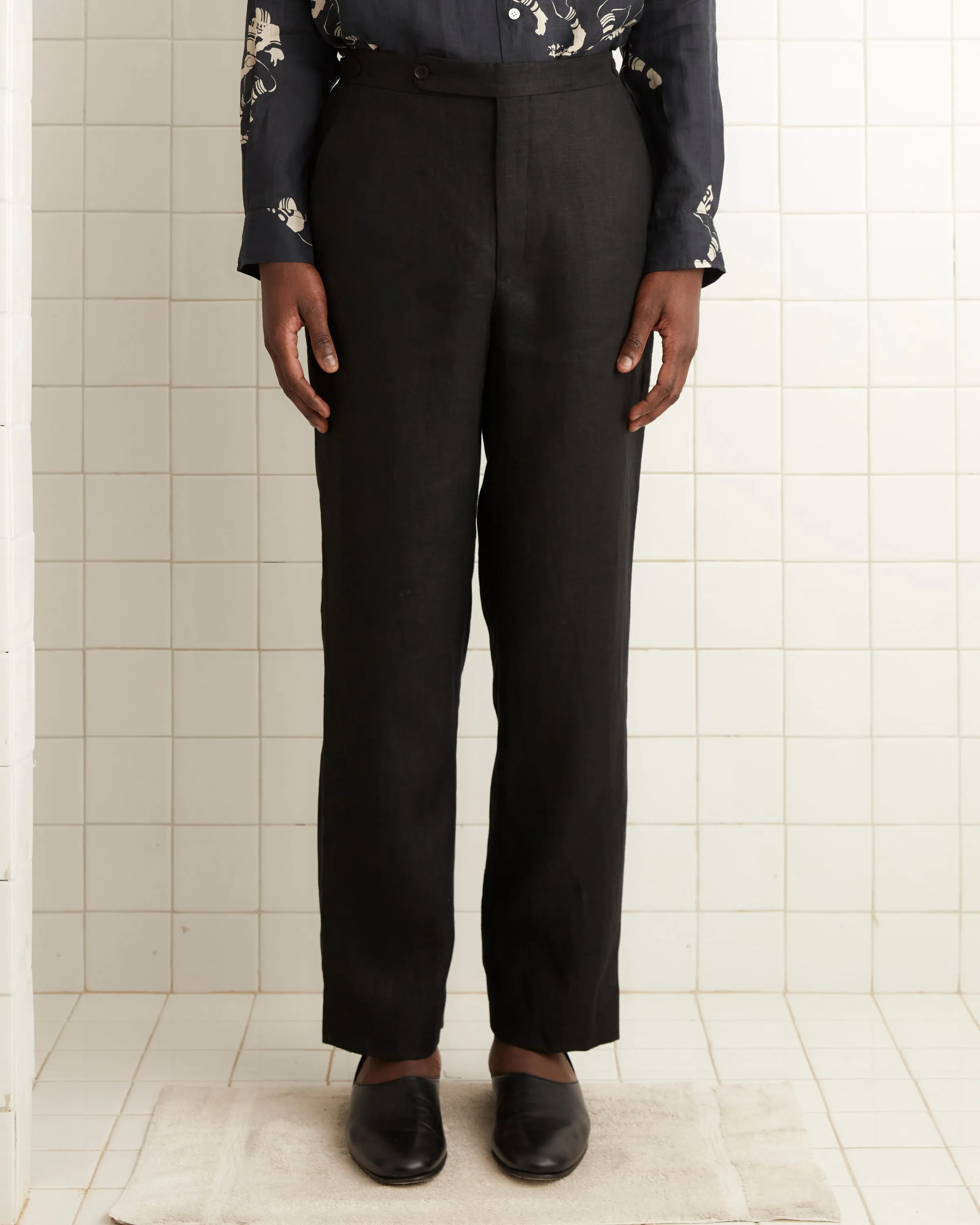 Linen Suiting Trousers - Black