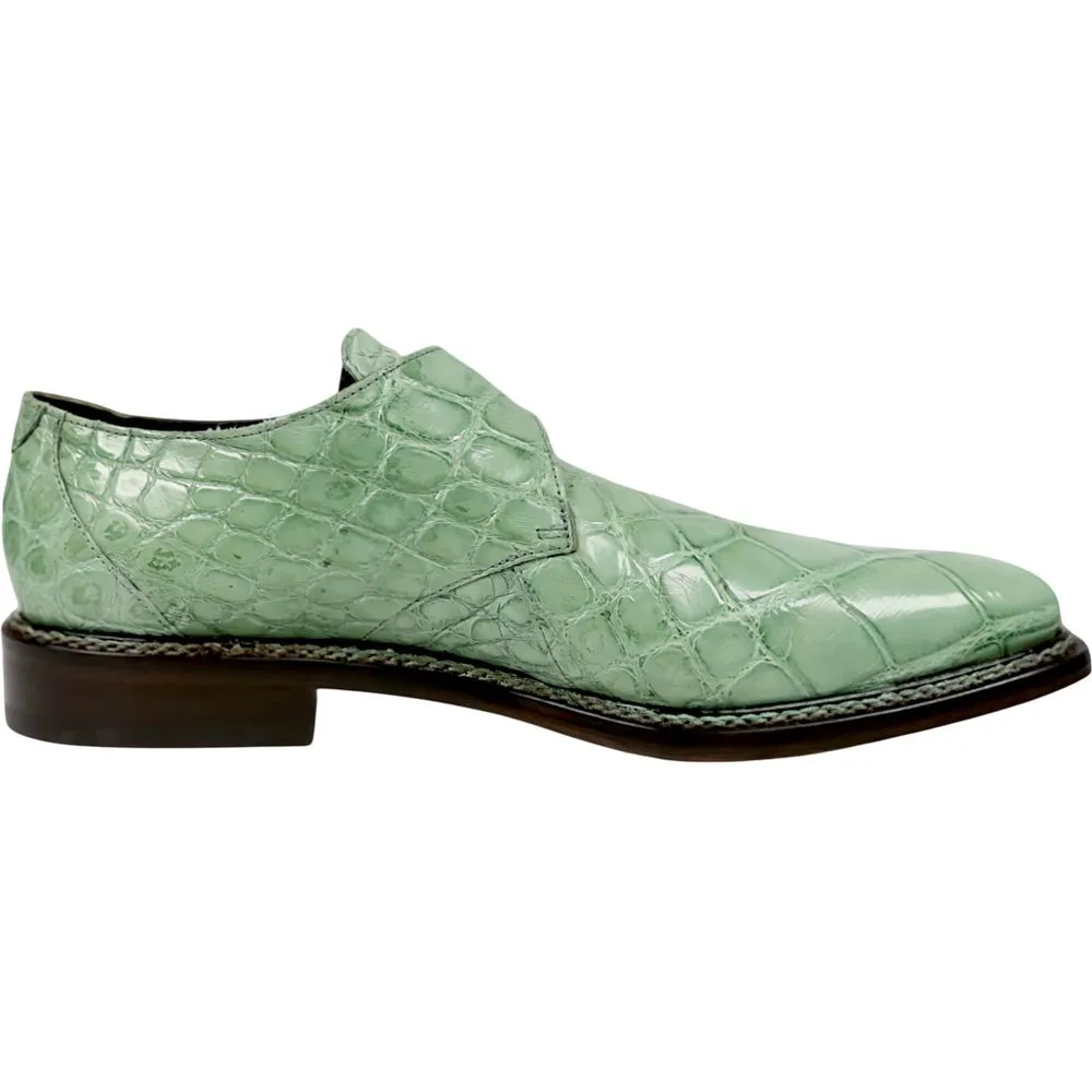 Mauri Shadow Men's Light Leaf Exotic Alligator Single Monk-Strap Shoes