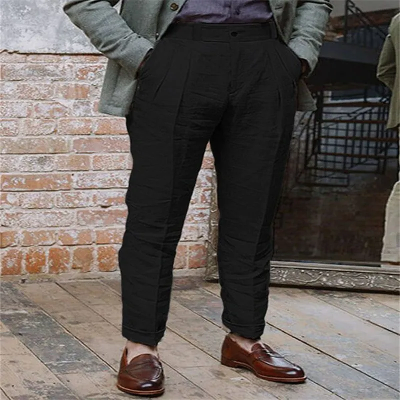 Men's Linen Solid Color Casual Trousers