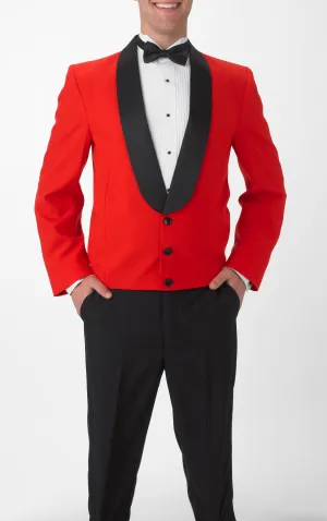 Men's Red Eton Jacket with Black Satin Shawl Lapel