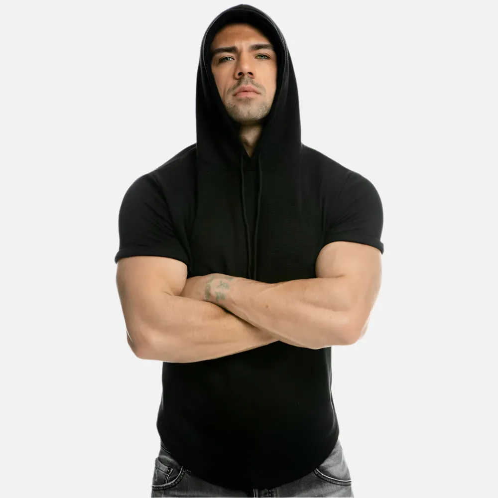 Men's Sports Short-Sleeved Pullover Hooded T-Shirt