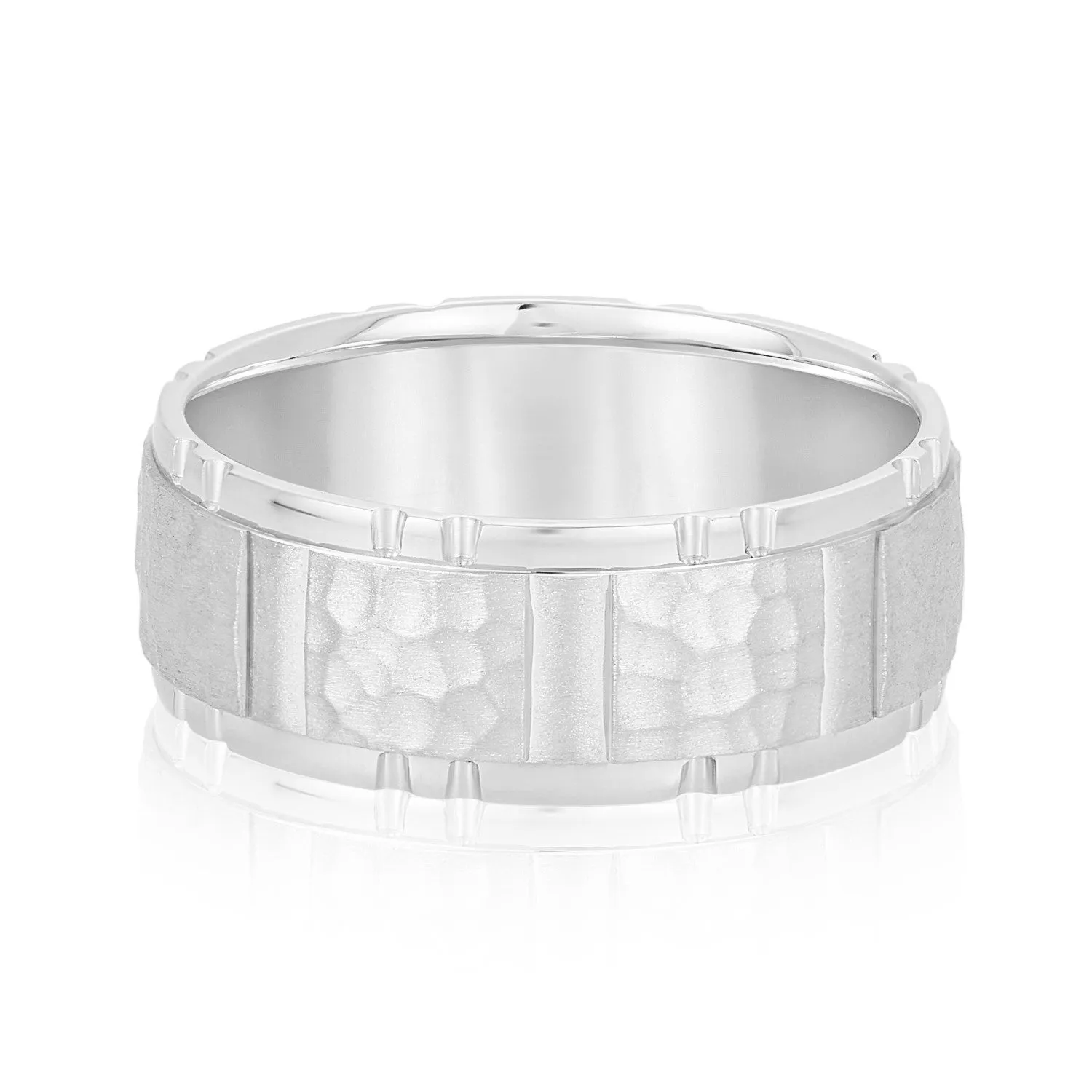 Men’s Striped Hammered Brick Pattern Wedding Band