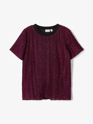 NAME IT | Glittery Plisse Top