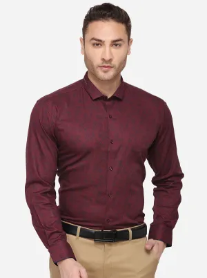 Navy Blue Printed Slim Fit Party Wear Shirt | JB Studio