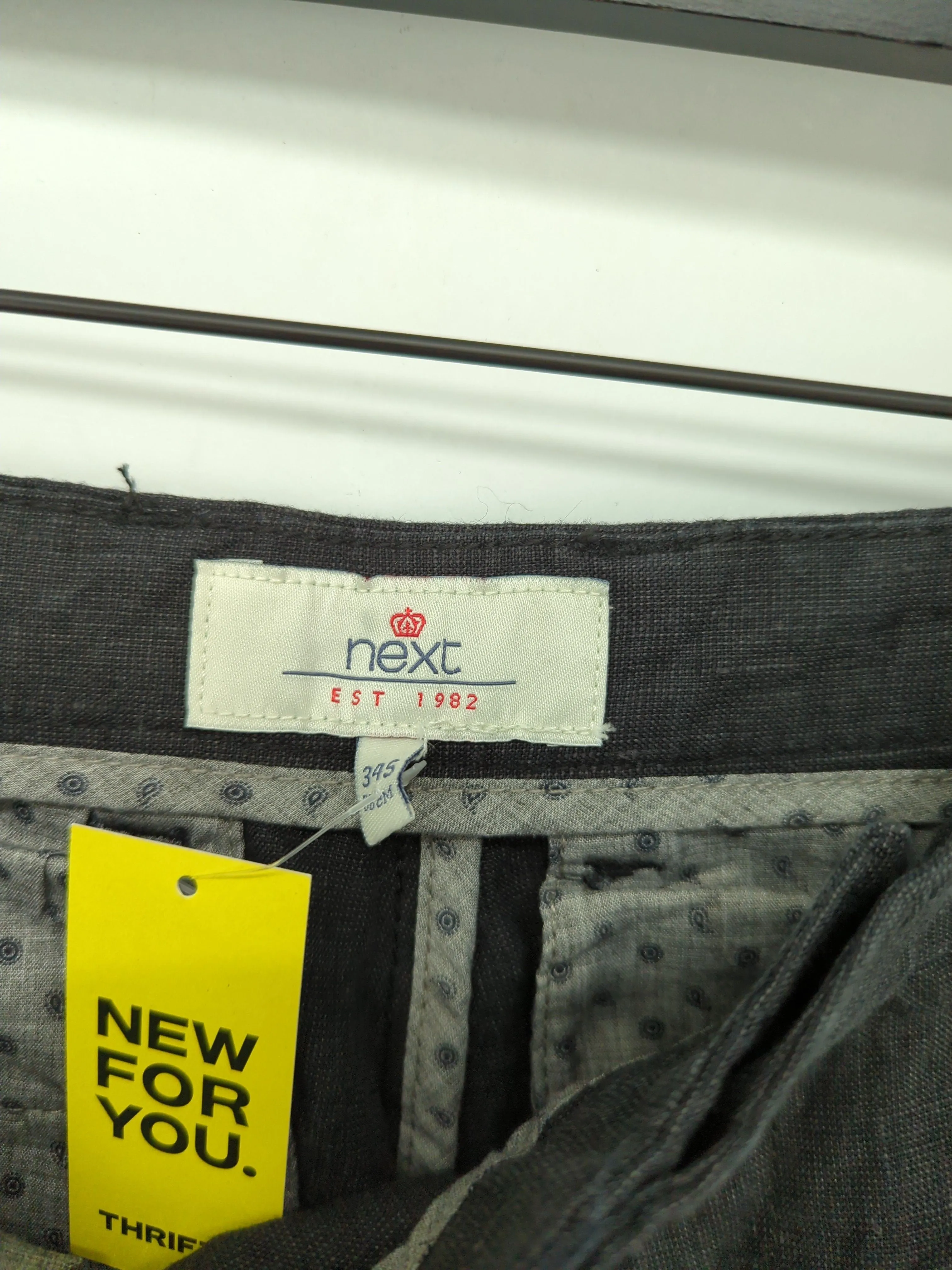 Next Men's Suit Trousers W 34 in Grey 100% Linen