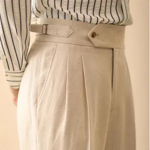 Pant Pant Drape Pant Paris Huge selection 2024 For Dependable Waisted Men Summer Formal Men Business Trousers High Buckle Gentleman Straight Naples Linen