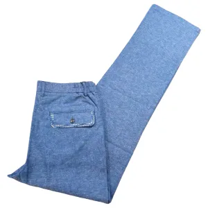 Prestige Blue Linen Dress Pants with Contrast Stitching