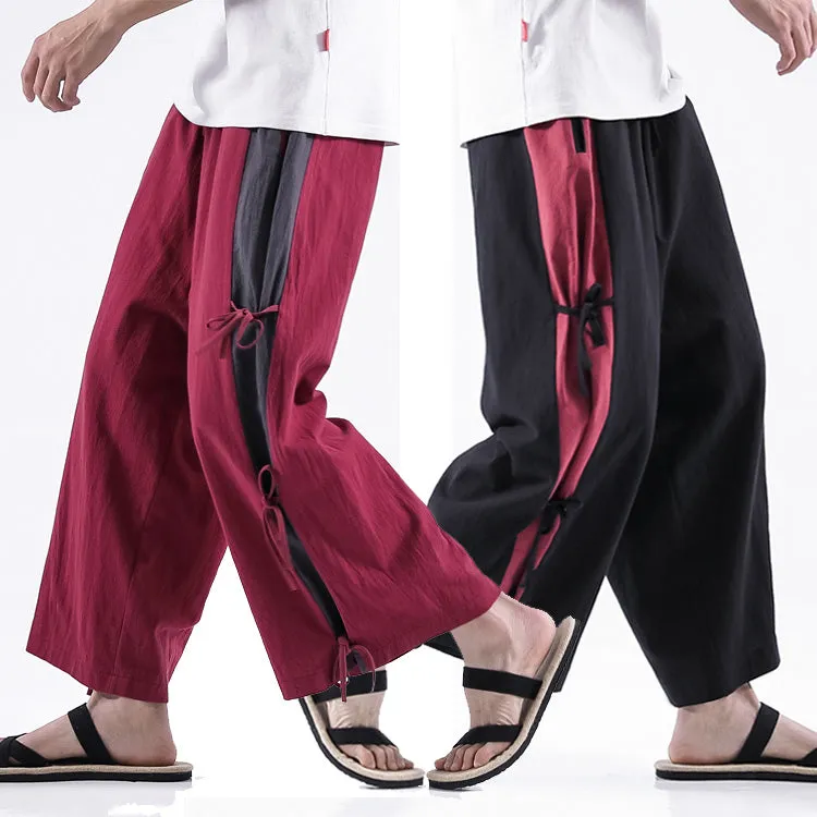Spring And Summer Men's Cotton And Linen Casual Pants Wide Leg Pants Men