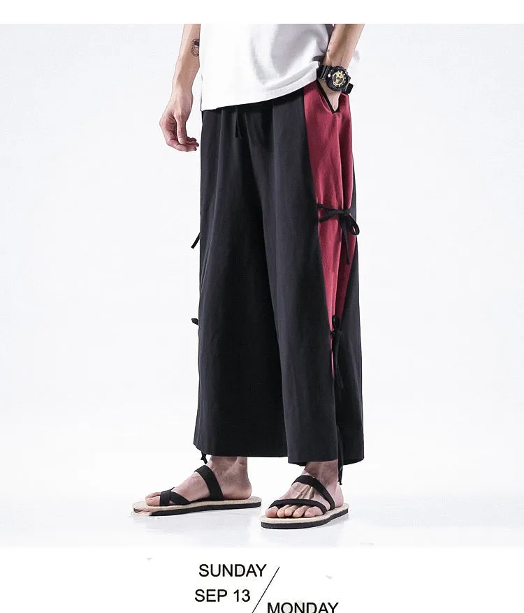 Spring And Summer Men's Cotton And Linen Casual Pants Wide Leg Pants Men