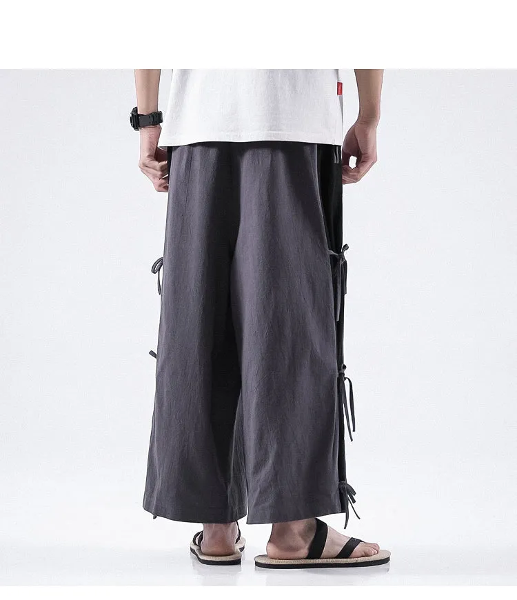 Spring And Summer Men's Cotton And Linen Casual Pants Wide Leg Pants Men