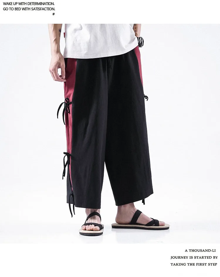 Spring And Summer Men's Cotton And Linen Casual Pants Wide Leg Pants Men