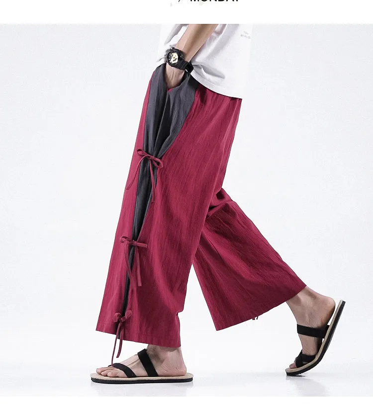 Spring And Summer Men's Cotton And Linen Casual Pants Wide Leg Pants Men