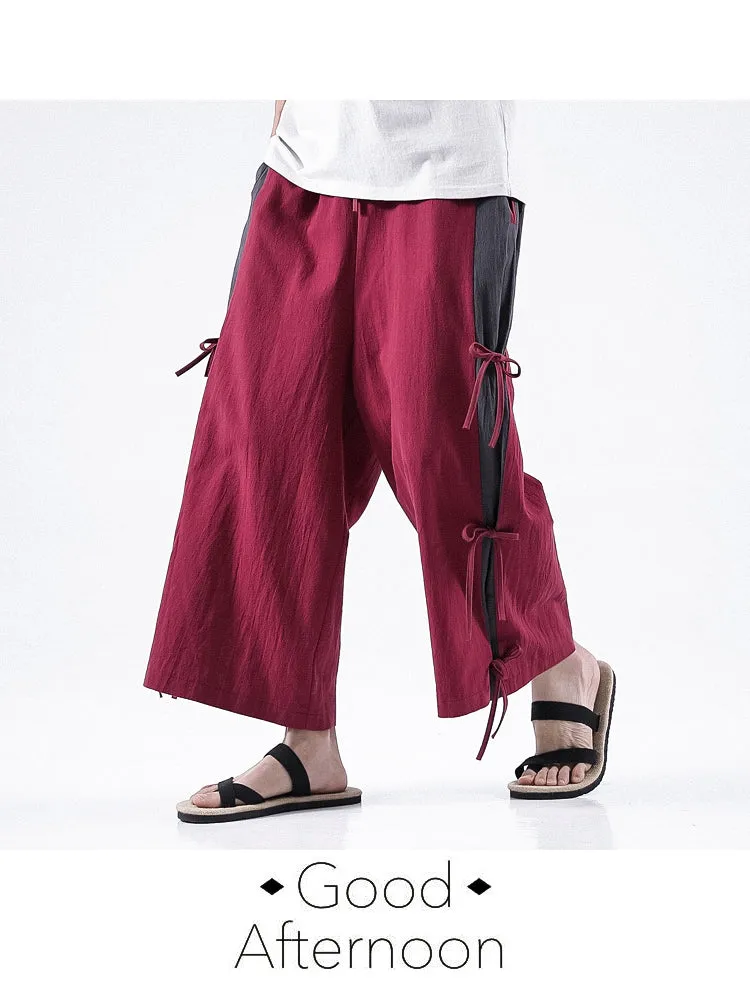 Spring And Summer Men's Cotton And Linen Casual Pants Wide Leg Pants Men