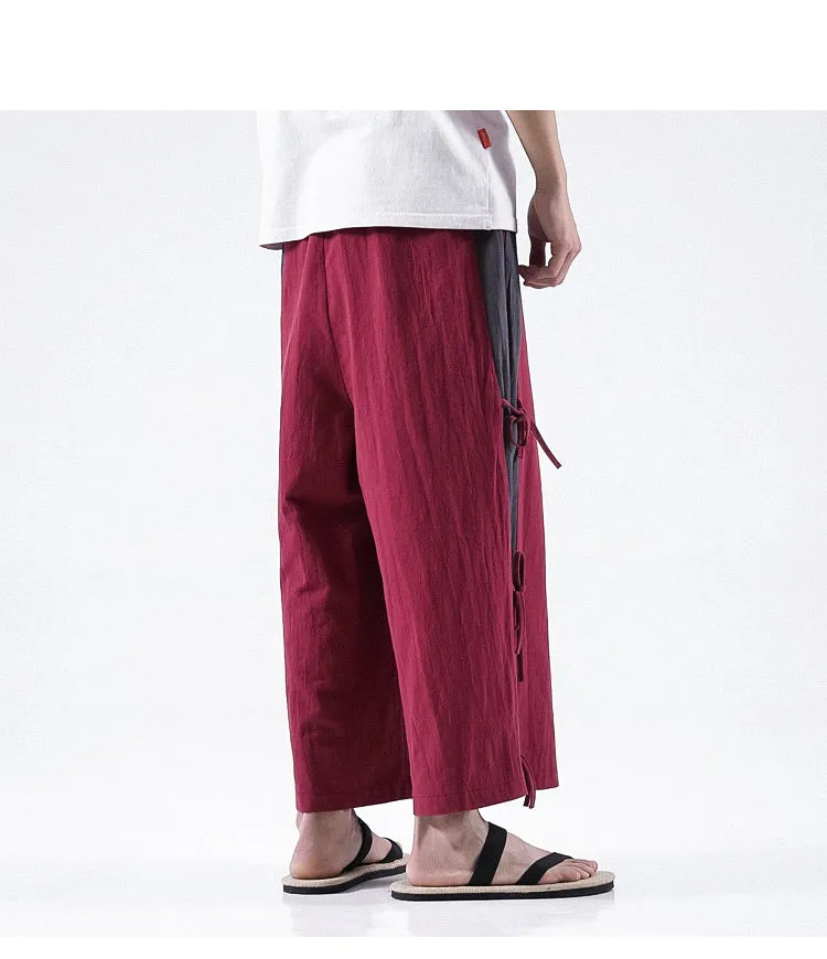 Spring And Summer Men's Cotton And Linen Casual Pants Wide Leg Pants Men