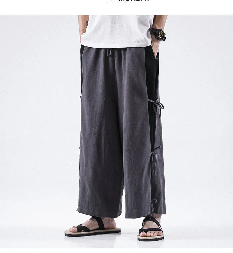 Spring And Summer Men's Cotton And Linen Casual Pants Wide Leg Pants Men