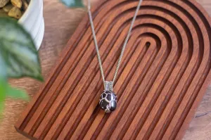 Sterling Silver Tree of Life Pendant with Glittery Black Fused Glass