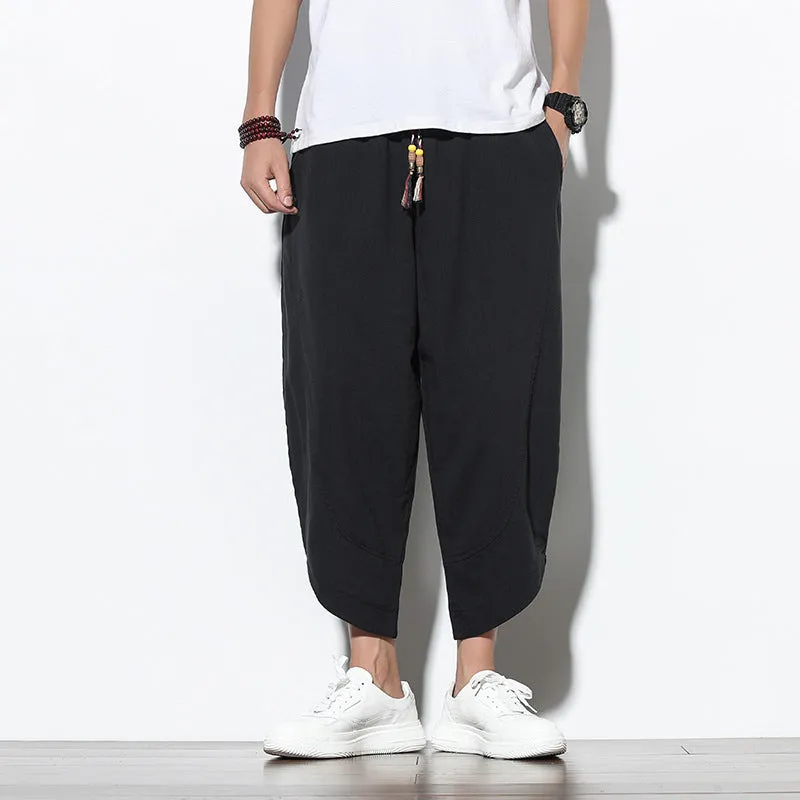 Summer Thin Linen Pants Loose Large Size Wide Leg Pants Men