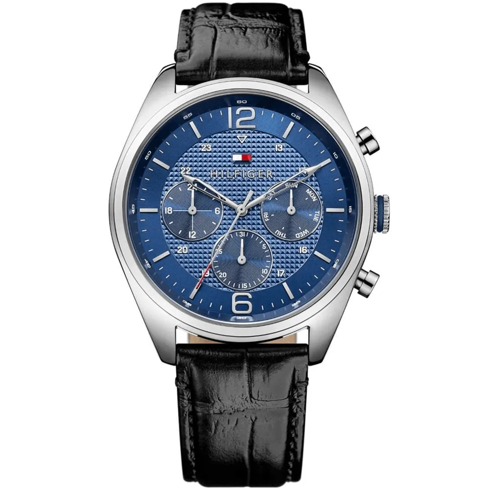 Tommy Hilfiger Corbin Black Leather Navy Dial Men's Watch 1791182