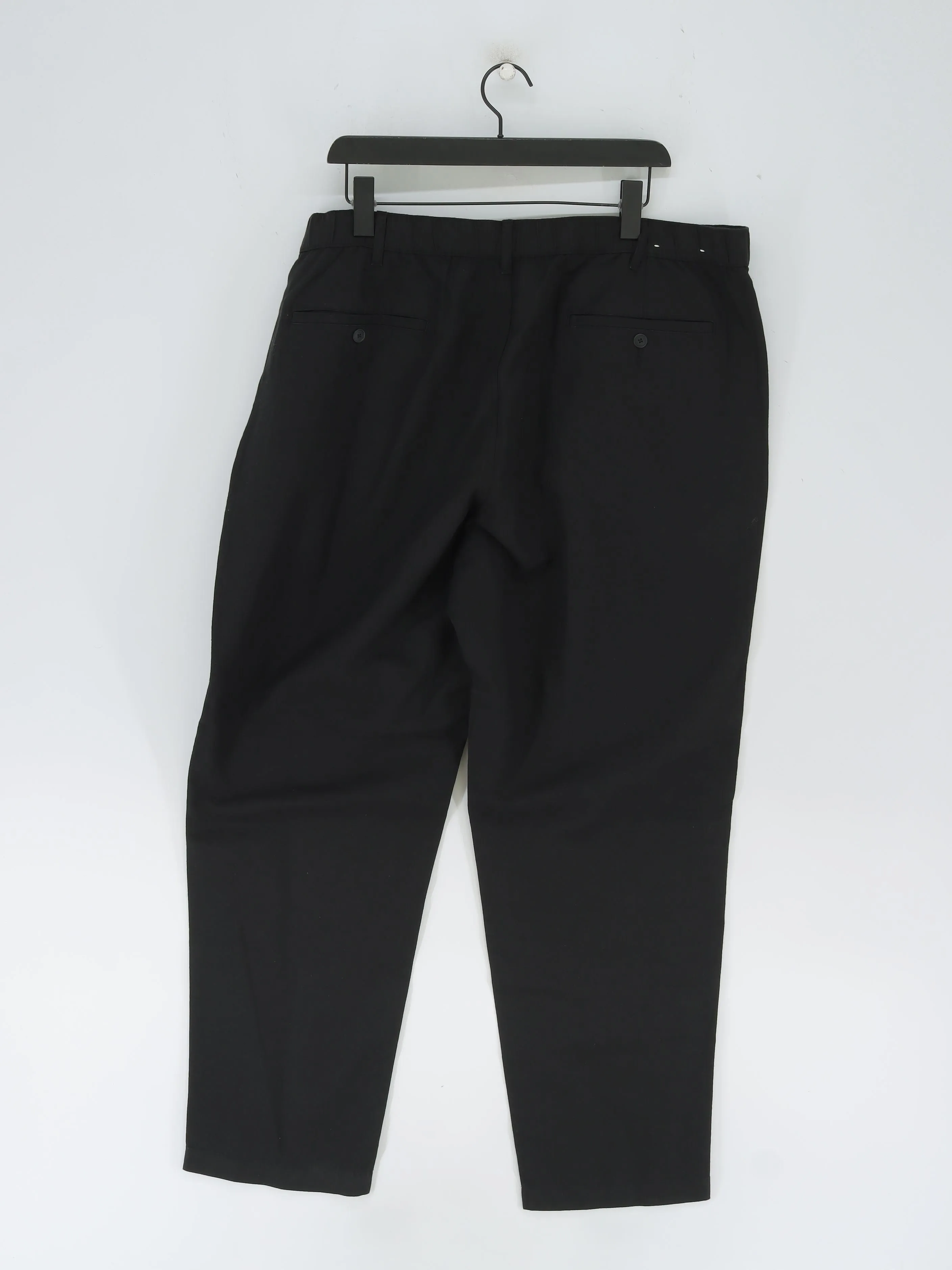 Uniqlo Men's Trousers XXXL Black Cotton with Elastane, Linen
